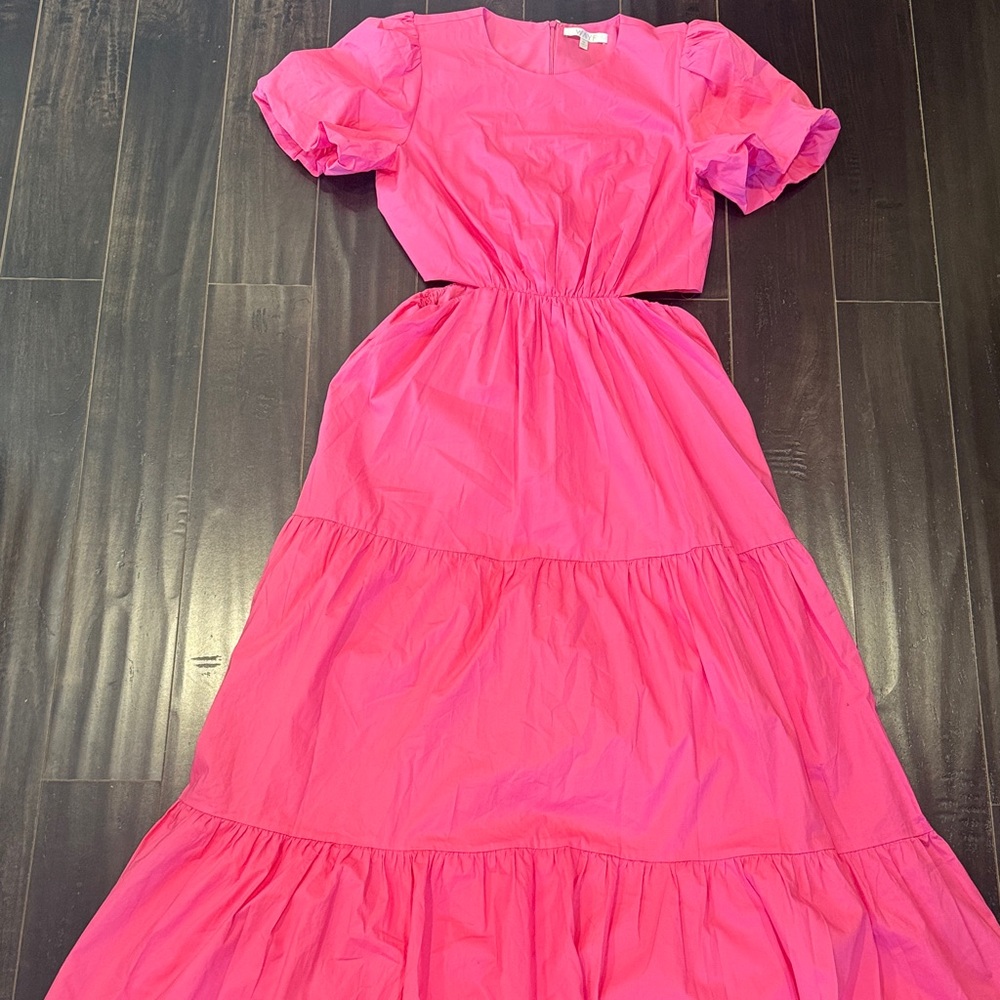 Wayf Hot Pink Dress with Round Neckline